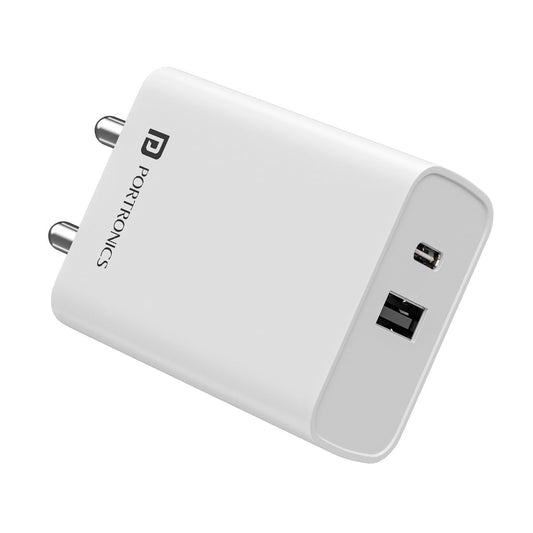 Portronics Adapto 70 33W Fast Charger Adapter with Dual Output (USB + Type C)